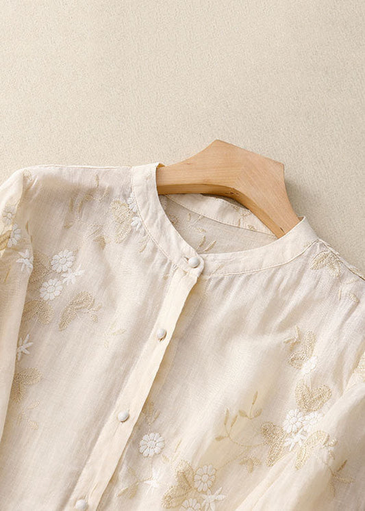 Eloise | Embroidered Cotton-Linen Blouse