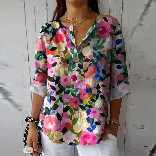 Callie - Casual Blouse with Floral Print